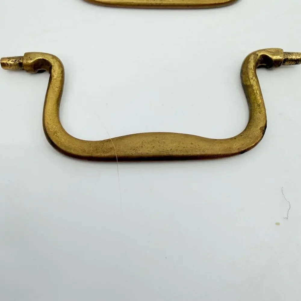 Vtg Solid Brass Bail Drawer Pull Handles Furniture Hardware Lot of 2 Colonial